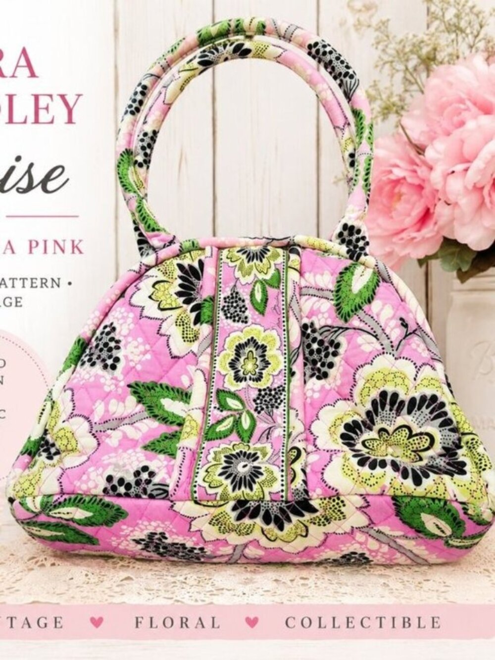 Vera Bradley Eloise Priscilla Pink Retired Floral Quilted Shoulder Bag Purse